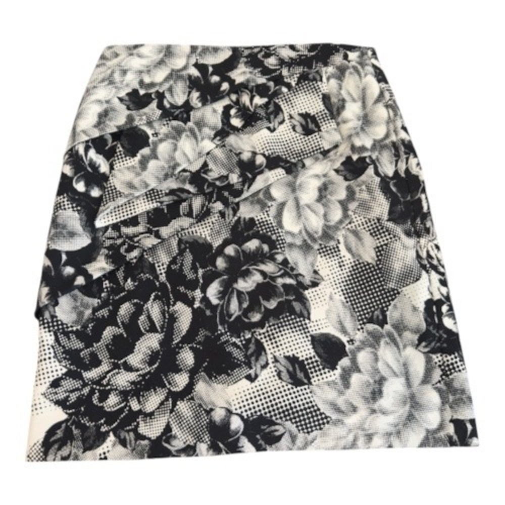Worthington Womens Black White Floral Halftone Pleated Pencil Skirt Size 8
